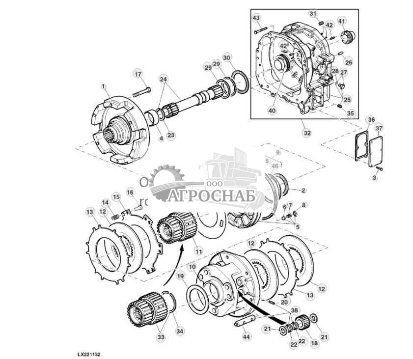 Тяговая муфта  корпус, планетарный тормоз 